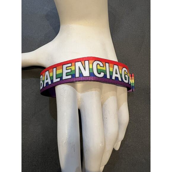 BALENCIAGA Party Rainbow Bracelet Stripes with Logo NEW - Picture 1 of 6
